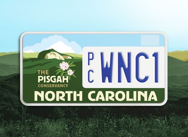 Image of Pisgah Conservancy license plate.