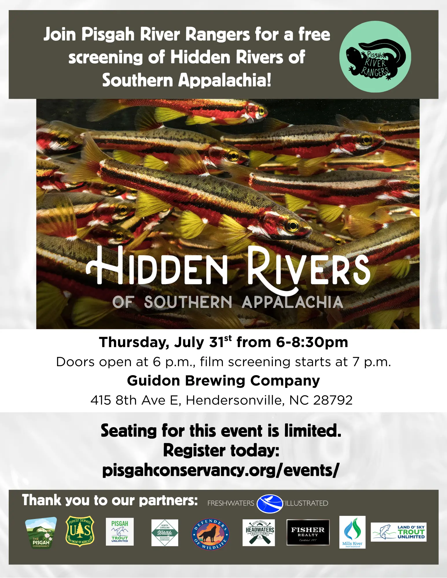 Promotional event graphic displaying the event title, details, and partner logos.